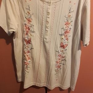 Shenanigans Women's Shirt Embroidered Flowers, But